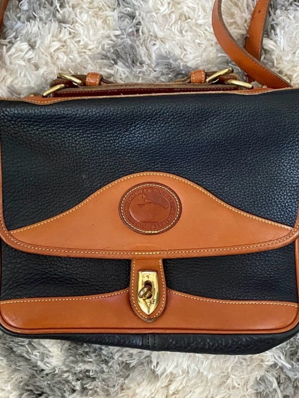 Dooney & Bourke Black and Brown Leather Messenger Bag